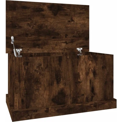 Afbeelding van Opbergbox 70x40x38 cm bewerkt hout gerookt eikenkleurig