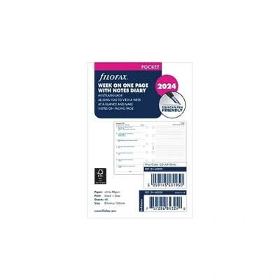 Afbeelding van Filofax Weekplanner 2024, zakplanner met notities in 4 talen, wit