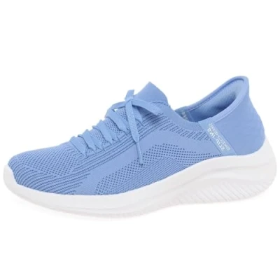 Image de Skechers Baskets Ultra Flex 3.0 Brilliant Path pour femme, Bordure rose en tricot pervenche, 39.5 EU