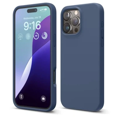 Afbeelding van elago Compatibel met iPhone 16 Pro Max hoesje, hoogwaardige vloeibare siliconen hoes, volledige beschermhoes, schokbestendig, slanke telefoonhoes
