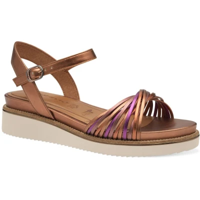 Afbeelding van Tamaris Sandalen met plateauzool, Dames, Maat: 39, Copper comb Kunststof