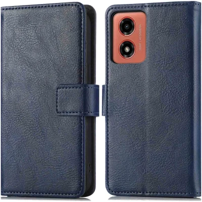 Afbeelding van iMoshion Hoesje Geschikt voor Motorola Moto G04 / G24 Met Pasjeshouder Luxe Bookcase Donkerblauw