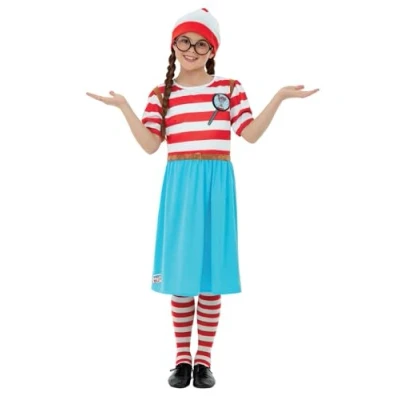Afbeelding van Smiffy&#039;s Where&#039;s Wally Kostuum Wie Weet Waar Wenda Is Meisje Blauw, Rood Medium Carnavalskleding Verkleedkleding