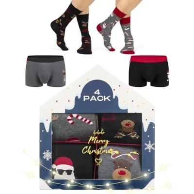 Afbeelding van soxo Calecon boxershorts voor heren, katoen, geschenktas, 4 stuks, 3 maten, Set 1
