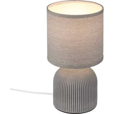 Afbeelding van Briloner Ino Tafellamp, Stoffen kap 7538014 Kabelschakelaar Keramische voet Ø15 x 28 cm Grijs