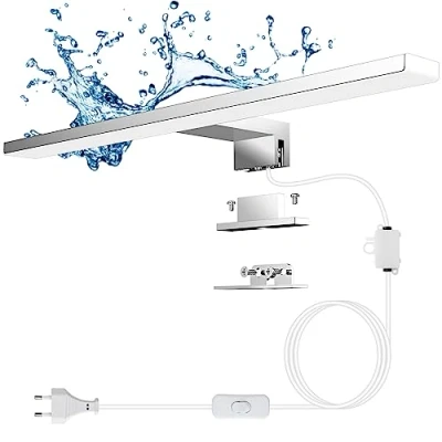 Afbeelding van Aourow Led spiegellamp voor badkamer, 5 W, 300 mm, 500 lm, met schakelaar en stekker, koud wit, 6500 K, IP44, waterdicht, 230 V