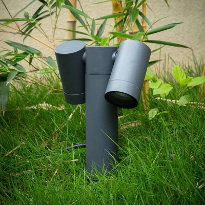 Afbeelding van PRIOS Buitenspots 2lichts Aluminium, glas H: 40 cm GU10 donkergrijs