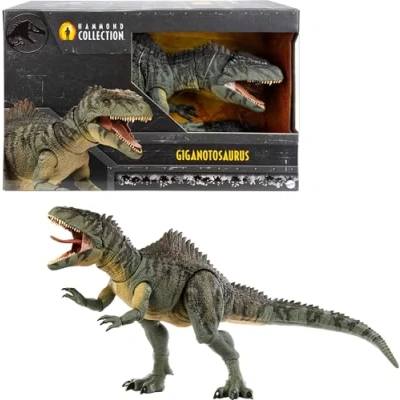 Afbeelding van Mattel Jurassic World Hammond Collection Giganotosaurus, dinosaurus actiefiguur met open mond en beweegbare ledematen, verzamelspeelgoed voor volwassenen fans vanaf 8 jaar, HXF57