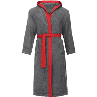 Afbeelding van Ladeheid Heren Badjas met Capuchon 100% Katoen Wasmachine bestendig Badstof Donkergrijs/Beige XL LA LA40 190 DG