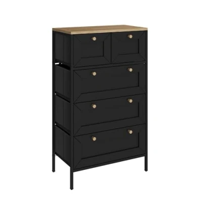 Afbeelding van Vicco Ladekast Belaro, Zwart, 56 x 95 cm met 5 laden