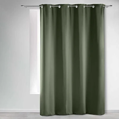 Afbeelding van douceur d&#039;intérieur, Gordijn met ogen (135 x 280 cm), ondoorzichtig, kaki, ondoorzichtig