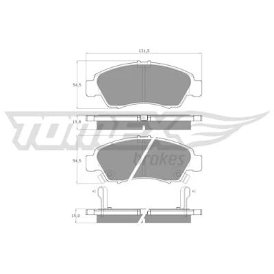 Afbeelding van TOMEX brakes TX 12 65 Remblokkenset Vooras Met akoestische slijtagewaarschuwing HONDA: CIVIC V Hatchback, Jazz 2, 6 Hatchback