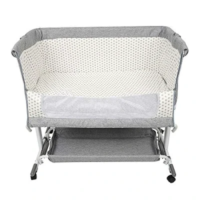 Afbeelding van cododo Babybed, 3 in 1, wieg met matras en muggennet, hoogte verstelbaar, beweegbare babywieg voor pasgeborenen/baby&#039;s, bed opbergmand (95 x 58 74 90 cm, grijs)
