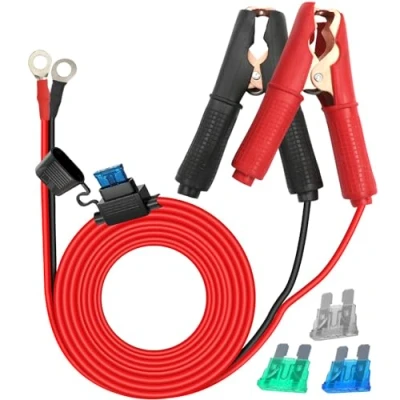 Afbeelding van HuaLiSiJi Krokodillenklem, 12 V, 24 met zekering, krokodillenklemmen, autoklem voor kabel, accu 30 A, 14 AWG, auto accu, andere apparatuur (2 m)