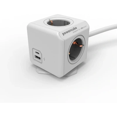 Afbeelding van Allocacoc 10435/DEEUAC Stekkerdoos Powercube USB C A 4 Sockets 1,5 meter Wit/Grijs