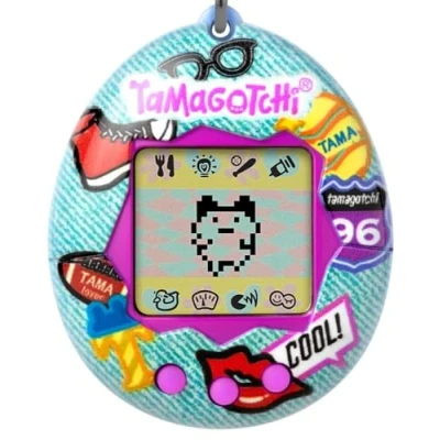 Image de Tamagotchi BandAI Original Denim Patches Shell Cyber Pet 90s Jouet pour adultes et enfants avec chaîne Les animaux virtuels rétro sont d&#039;excellents jouets ou cadeaux