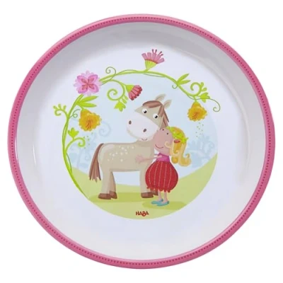 Afbeelding van Haba Bord Vicki &amp; Pirli 18 Cm Wit/roze