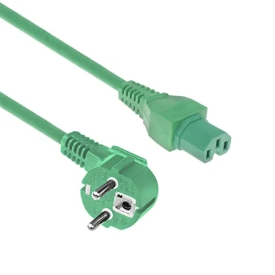 Afbeelding van ACT Netsnoeraansluiting CEE 7/7 mannelijk (schuin) C15 groen 2 m (2 m), Stroomkabel