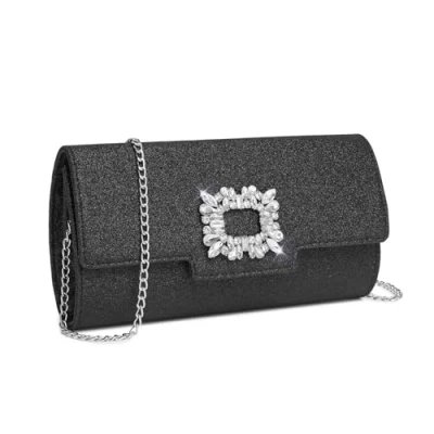 Afbeelding van Miss Lulu Pochette élégante à paillettes pour femme Sac bandoulière mariage, fête, cocktail, bal de fin d&#039;année, Noir
