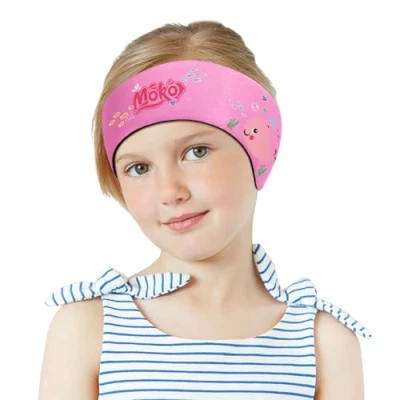 Afbeelding van MoKo bande de natation élastique Taille M pour les âges 3 9 ans, bandeau réglable nager, imperméable baamibins, protection oreilles natation, cresson