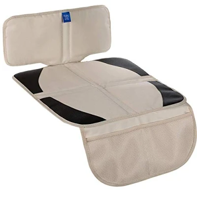 Afbeelding van Funbliss autostoelbescherming voor kinderen, beige, autostoelbescherming, dikke bekleding met opbergvakken, waterdicht, 600D SUV limousine leer