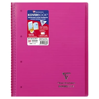 Afbeelding van Clairefontaine Koverbook 596808C Notitieboek, spiraalbinding, A4+, 22,5 x 29,7 cm, 160 pagina&#039;s, afneembaar, gelinieerd, met rand, wit papier, 90 g, omslag van polypropyleen