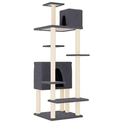 Afbeelding van vidaXL Kattenmeubel met sisal krabpalen 154 cm donkergrijs