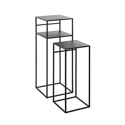 Afbeelding van HAKU Möbel Set van 2 bijzettafels, metaal, zwart, L 35 x D H cm/L 40 cm