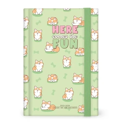 Image de Legami Agenda journalier photographique 2025 2026, Corgi, 16 mois moyen, journal de septembre à décembre fermeture par élastique, papier certifié FSC, 12 x 18 cm