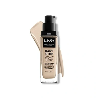 Image de NYX Professional Makeup Fond de Teint Liquide Couvrant Tenue 24h Can&#039;t Stop Won&#039;t Liquid Foundation, Waterproof, Fini Mat, Formule Vegan, Teinte : Fair (01.5)