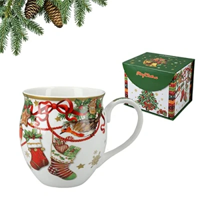 Afbeelding van Carmani Keramische mok 450 ml kerstmok voor thee, koffie, warme chocolademelk