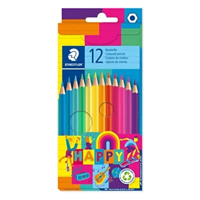 Afbeelding van kleurpotloden kartonnen etui 12 st happy