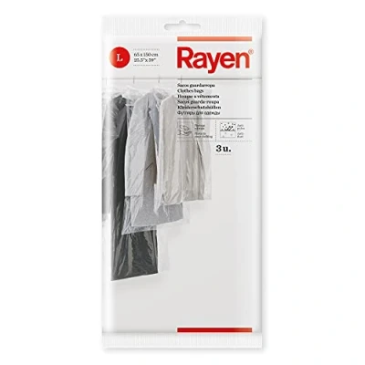 Afbeelding van Rayen Kledinghoes om in je kast op te bergen 3 stuks transparante hoezen voor het opbergen van kleding kledingbescherming stofdicht 65 x 150 cm transparant