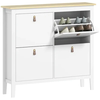 Afbeelding van HOMCOM Opklapbare schoenenkast Panneau de particules 105x24x95.5cm Blanc