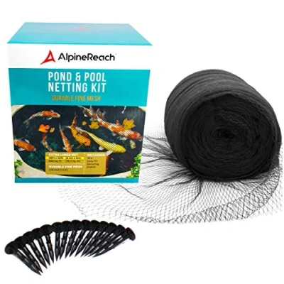 Afbeelding van AlpineReach Netset voor koivijver, 12 m x m, zwart, fijngeweven bladnet, beschermt koivissen tegen blauwe reigers, uv bescherming, herbruikbaar en inclusief haringen