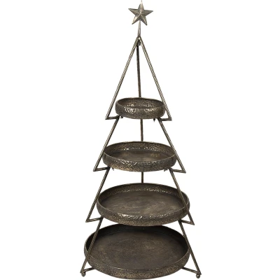Afbeelding van Clayre &amp; Eef Etagère Kerstboom 102 cm Koperkleurig Ijzer Rond