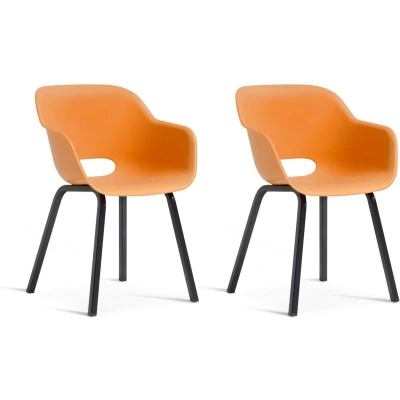 Afbeelding van Keter Noa Tuinstoel 2 stuks 55x56,5x80cm metalen frame Oranje Gerecycled Kunststof
