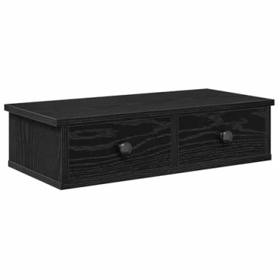 Afbeelding van Wandschap met lades 60x25x15 cm bewerkt hout zwart