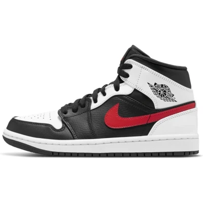 Afbeelding van Nike Air Jordan 1 Mid, Black/Chile Red White, 554724 075, EUR 42