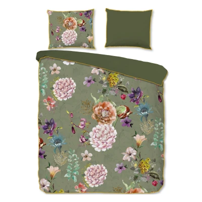Afbeelding van Descano Organic Parma Dekbedovertrek 140 x 220 cm Olijfgroen