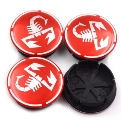 Afbeelding van DYQCD Set van 4 naafdoppen voor Abarth 56.50 duurzame legering, 56,5 mm, rood stijl (A)
