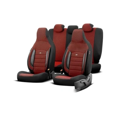Afbeelding van Stoelhoes &#039;CityBug&#039; Universal &#039;Sport Plus&#039; textiel, zwart/rood, 9 delig, geschikt voor Side Airbags