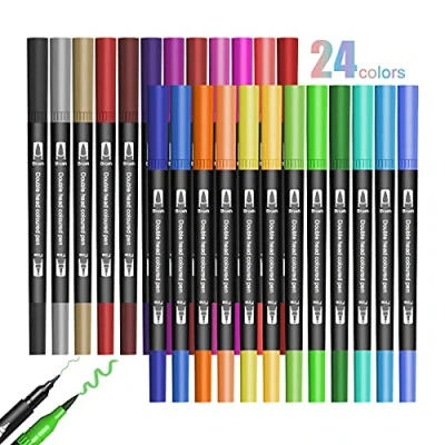 Afbeelding van Jsdoin 24 viltstiften met dubbele punt voor tekenen, schetsen, scrapbooking, schilderen, beschrijven