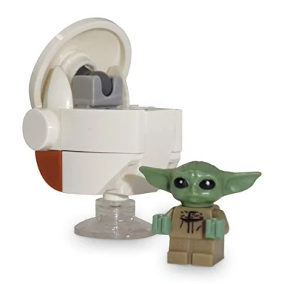 Afbeelding van Lego Star Wars het kind Baby Yoda figuur Grogu van Mandalorian met drijvende pod
