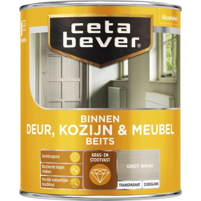Afbeelding van Ceta Bever Binnenbeits Deur, Kozijn &amp; Meubel Zijdeglans Grey Wash Blanke lak Beits