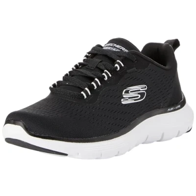 Afbeelding van Skechers Flex Appeal 5.0 Dames, Witte rand van zwart gaas.
