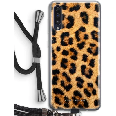 Afbeelding van Case Company® hoesje met Koord geschikt voor Samsung Galaxy A50 Luipaard Telefoonhoesje Zwart Bescherming aan alle Kanten en Over de Schermrand