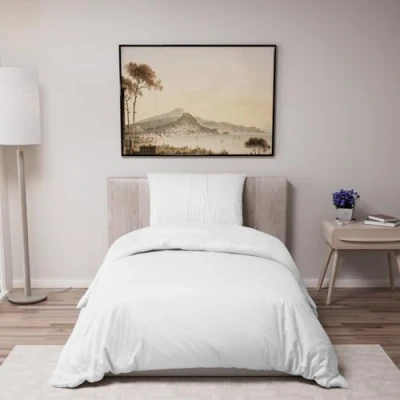 Afbeelding van Dreamzie Beddengoed 135 x 200 cm met 1 kussensloop 50 70 wit dekbedovertrek eenpersoonsbed van 100% microvezel Chemicaliënvrij (Oeko Tex)