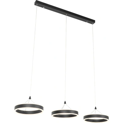 Afbeelding van QAZQA Hanglamp zwart langwerpig incl. LED 3 staps dimbaar lichts