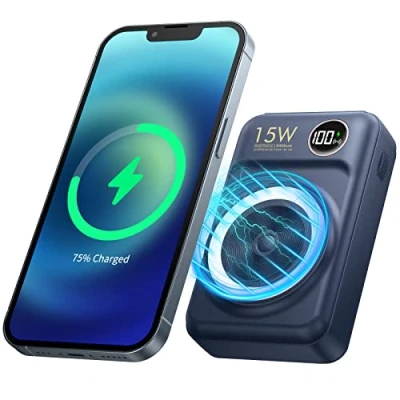 Afbeelding van Magnetische draadloze powerbank 20.000 mAh draagbare oplader PD 20W USB A/Type C 22,5W snel opladen met led display voor iPhone 14 13 12 Mini Pro Max